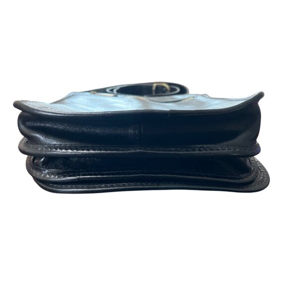 Pelletteria Fontana Italian Black Leather Crossbody Bag Adjustable-Strap NEW - Picture 7 of 11